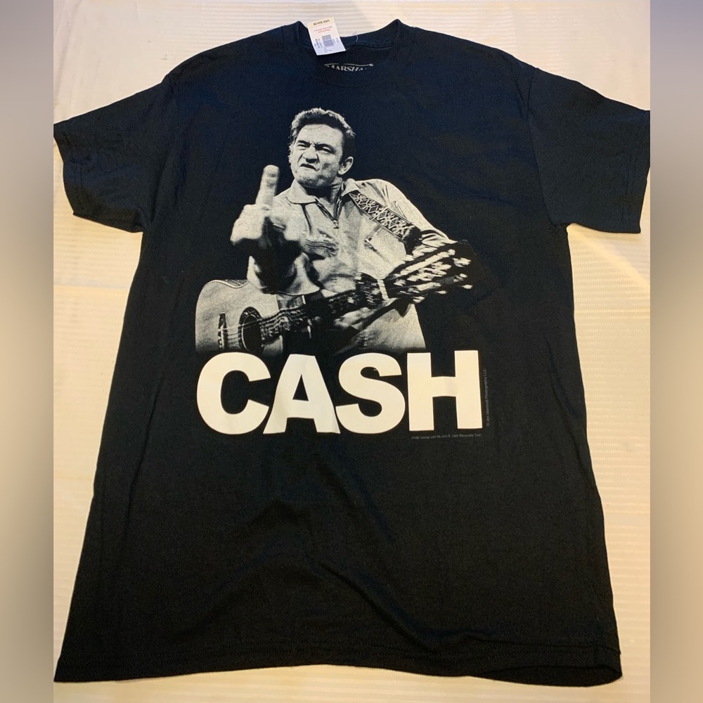 Johnny Cash Middle Finger T-Shirt – Vintage Style Black Tee, NWT SZ MED